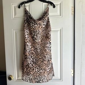 Planet blue cowl neck cheetah print mini dress